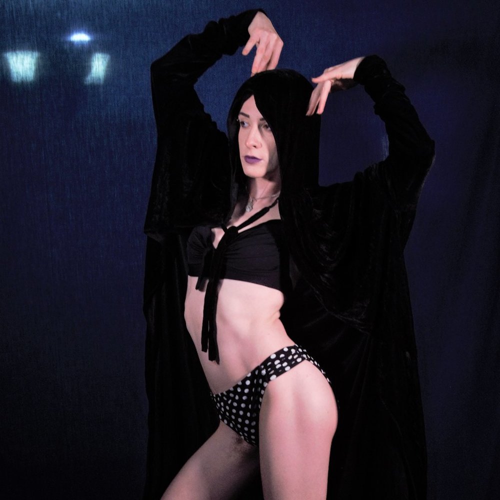 Hooded Fantasy Witch Cape Beach Swimsuit Cover-Up Velvet Balck